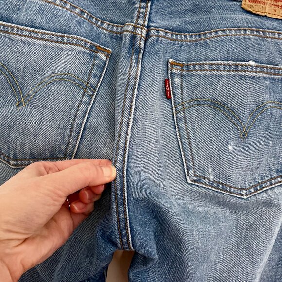LEVI'S LEVIS 501 CT Jeans Customized Tapered Ripped Button Fly Cropped W26 L32 - Picture 13 of 16